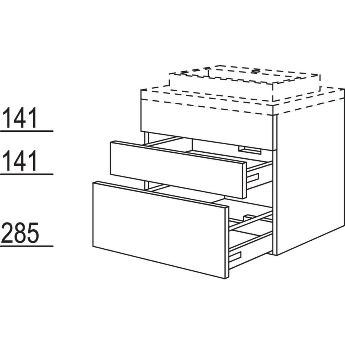 Nobilia Badezimmer-Waschtischschrank BWSA30-58 2801