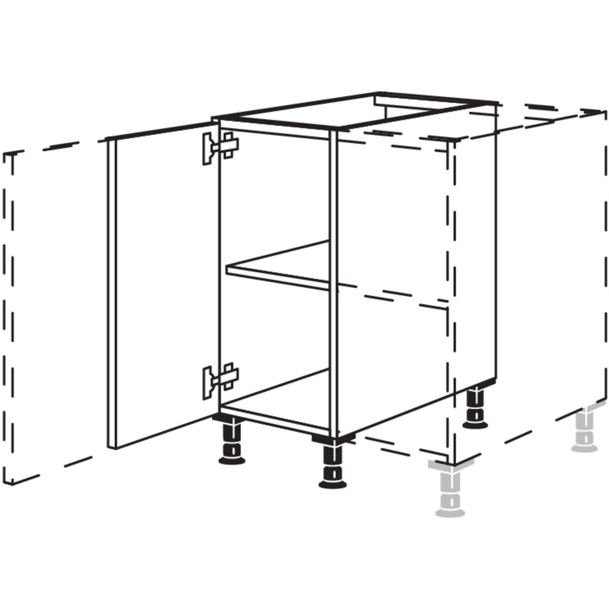 Nobilia Breiten- und Hoehenkuerzung an Schraenken und Regalen HBK 9311