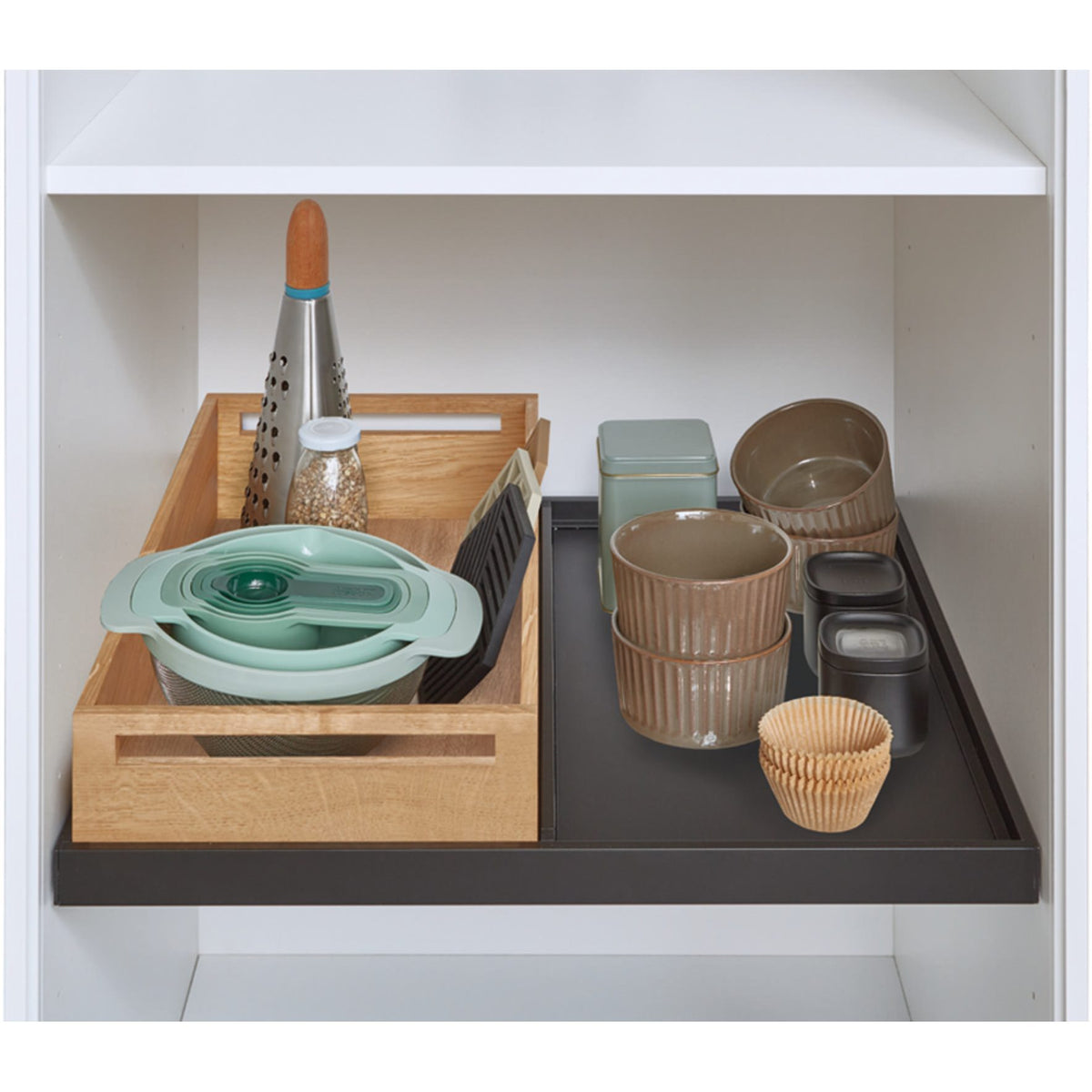 Nobilia Designbodenhalter Taro mit Holzbox und Glasablage DBT-BGA60-46 15414