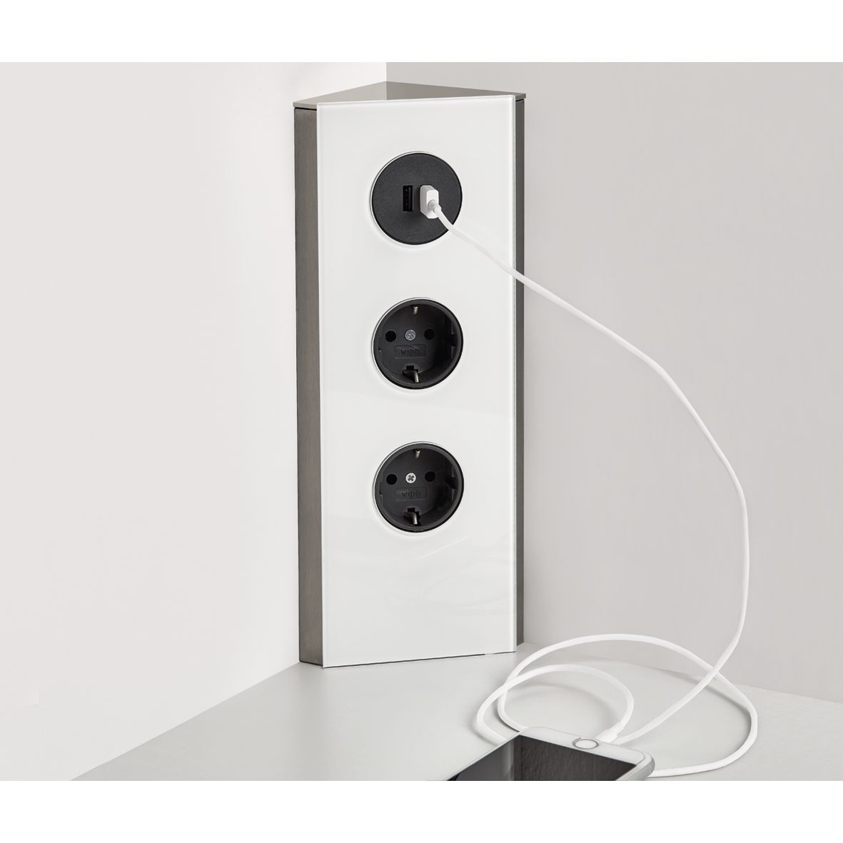 Nobilia Doppelsteckdose Power Eck mit USB-Charger PECK-F 33467