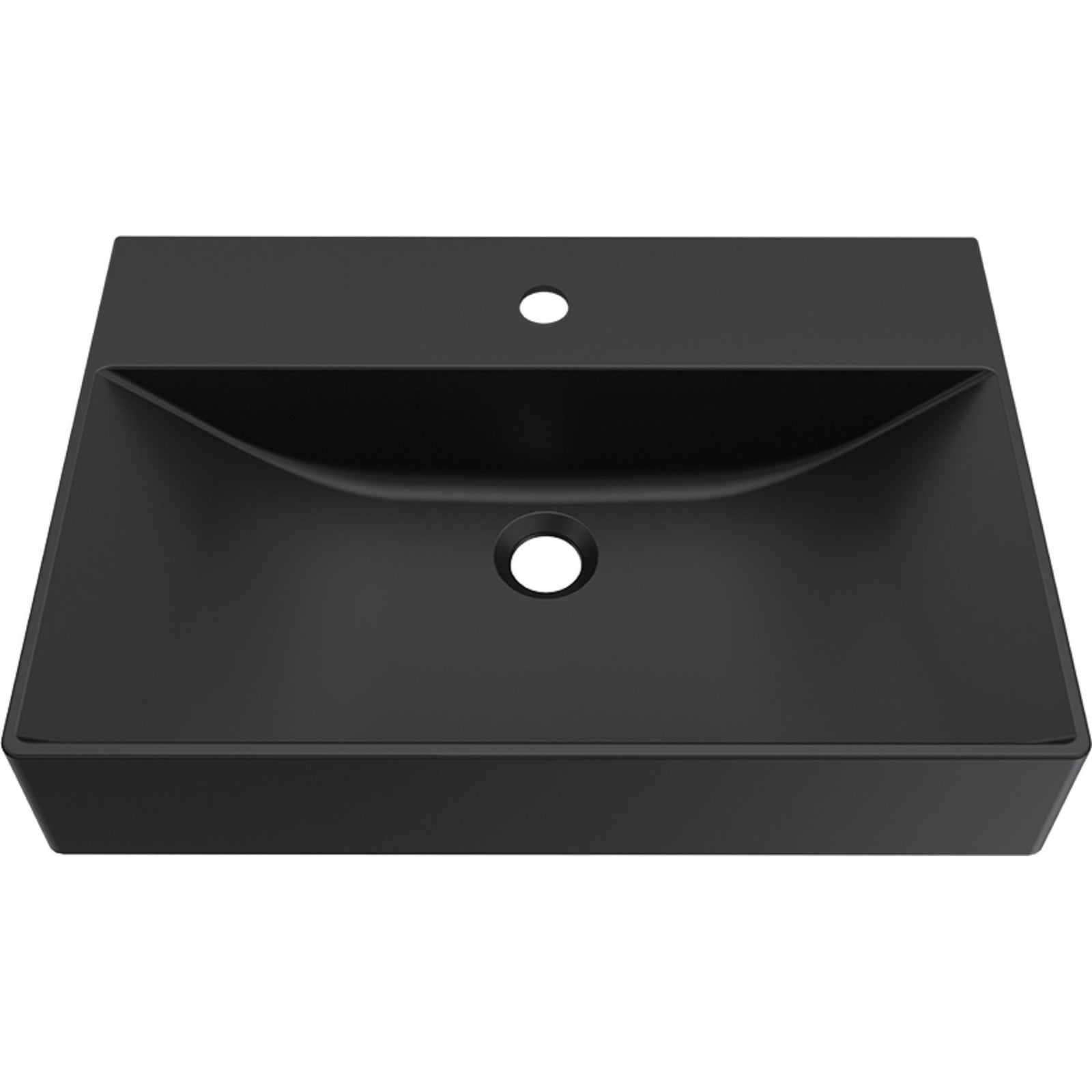 ELLECI: Wall-mounted washbasin PURO 60, Duratek®, without overflow matte black 87825 60 cm