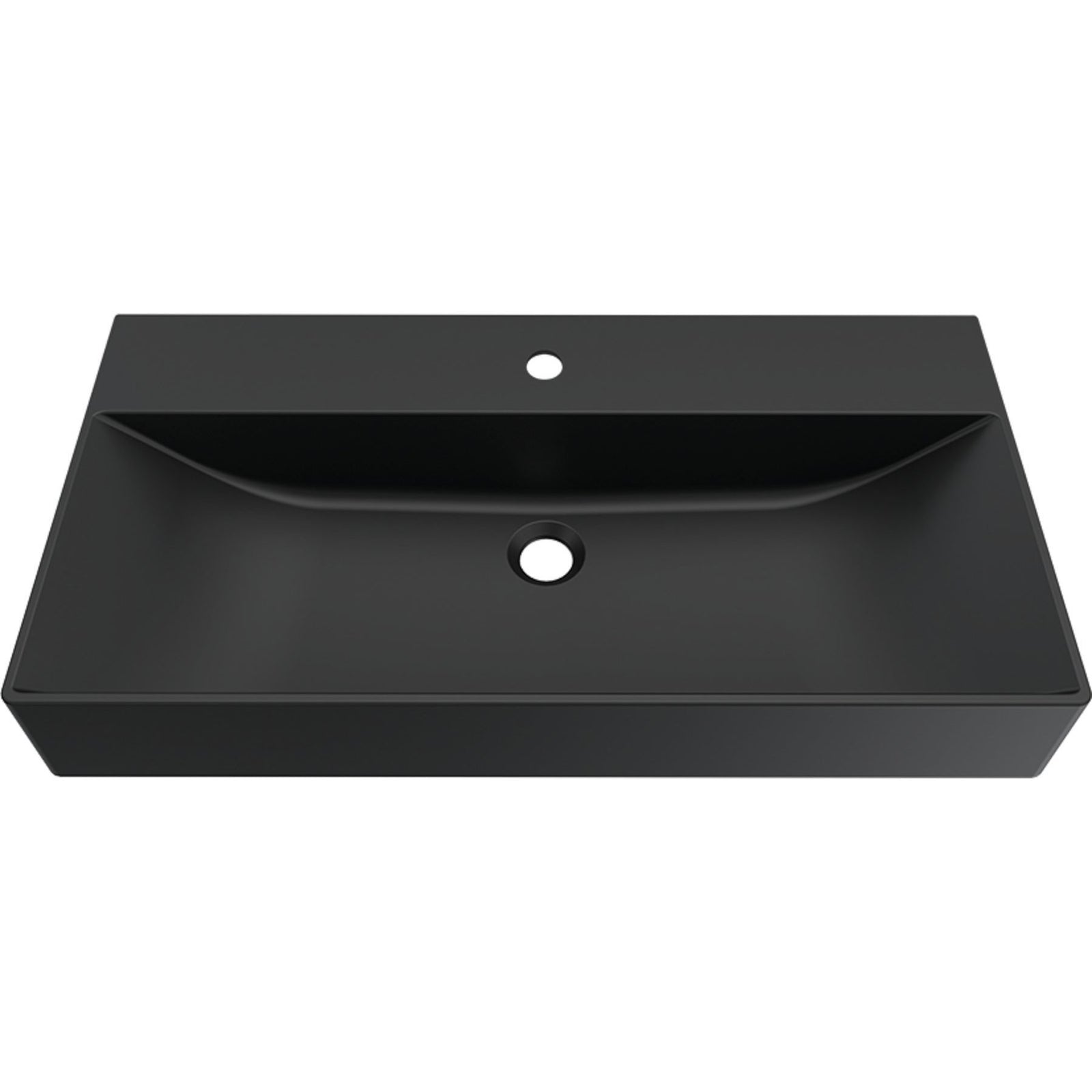 ELLECI: Wall-mounted washbasin PURO 80, Duratek®, without overflow matte black 87827 80 cm