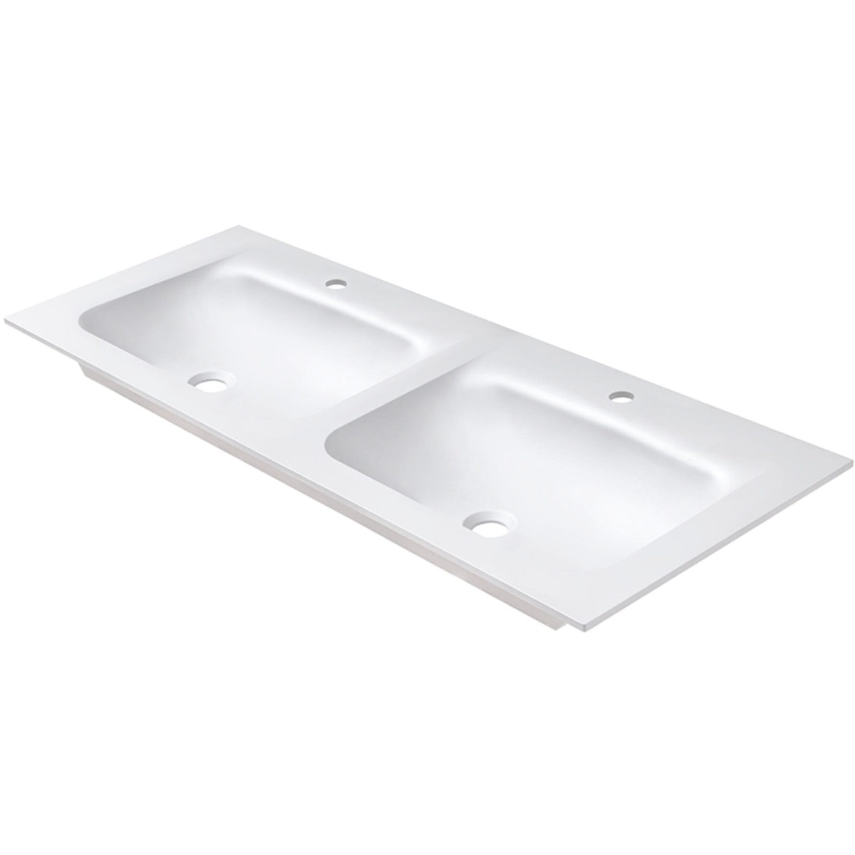 ELLECI- Moebelwaschtisch VIVO 122 mit 2 Becken- Duratek-- ohne Ueberlauf  Weiss matt 87782 87782