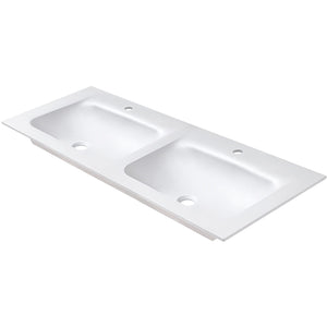 ELLECI- Moebelwaschtisch VIVO 122 mit 2 Becken- Duratek-- ohne Ueberlauf  Weiss matt 87782 87782