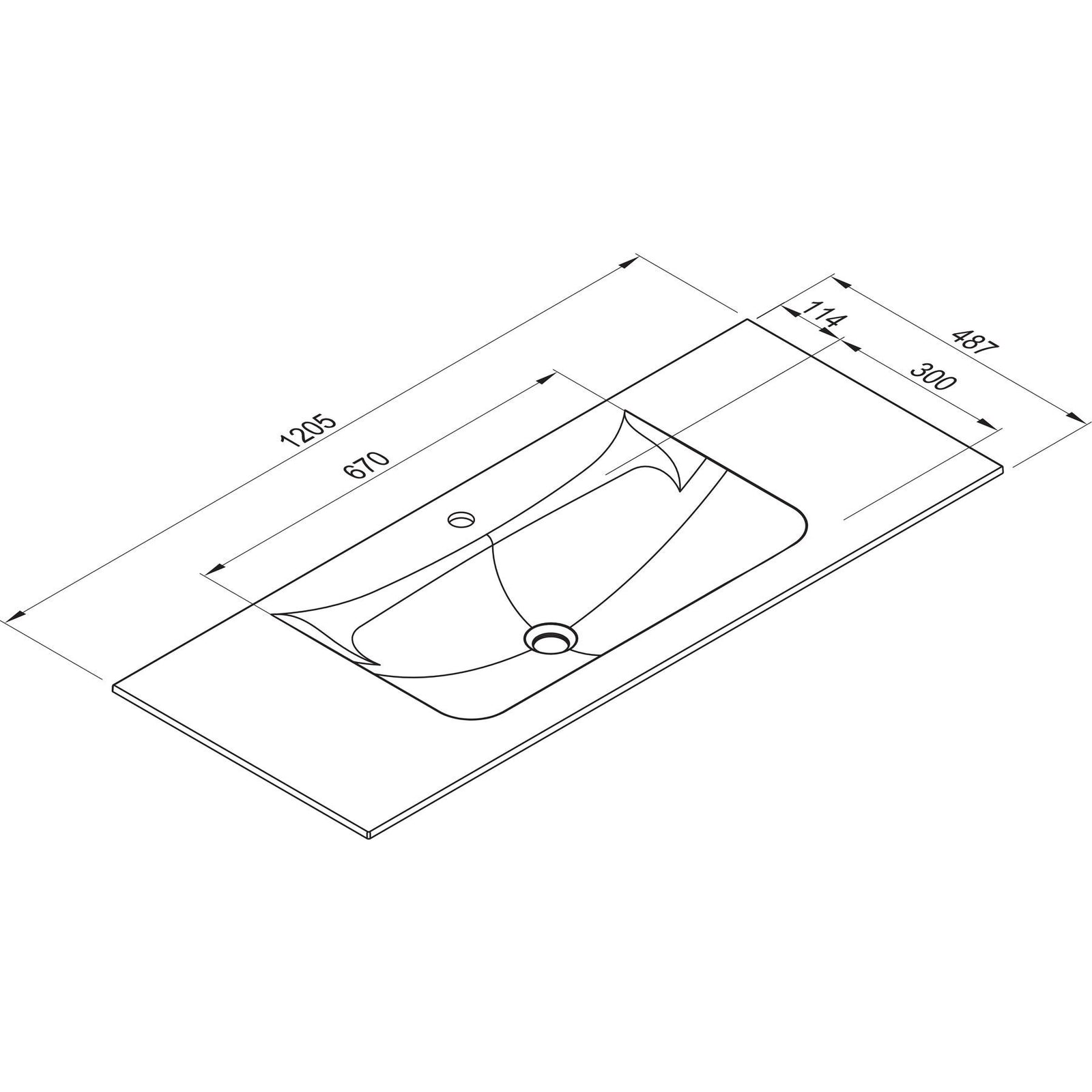 ELLECI: Furniture washbasin VIVO 120, Duratek®, without overflow black matte 87779 120.5 cm