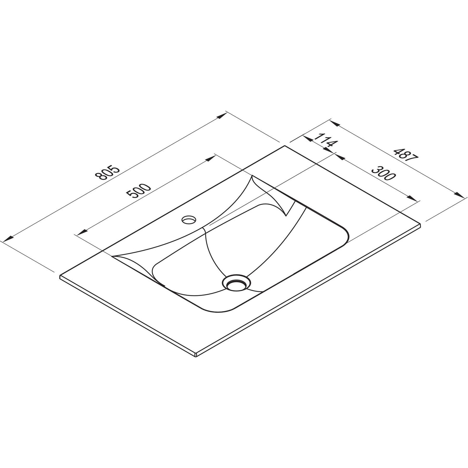 ELLECI: Furniture washbasin VIVO 80, Duratek®, without overflow black matte 87775 80.5 cm