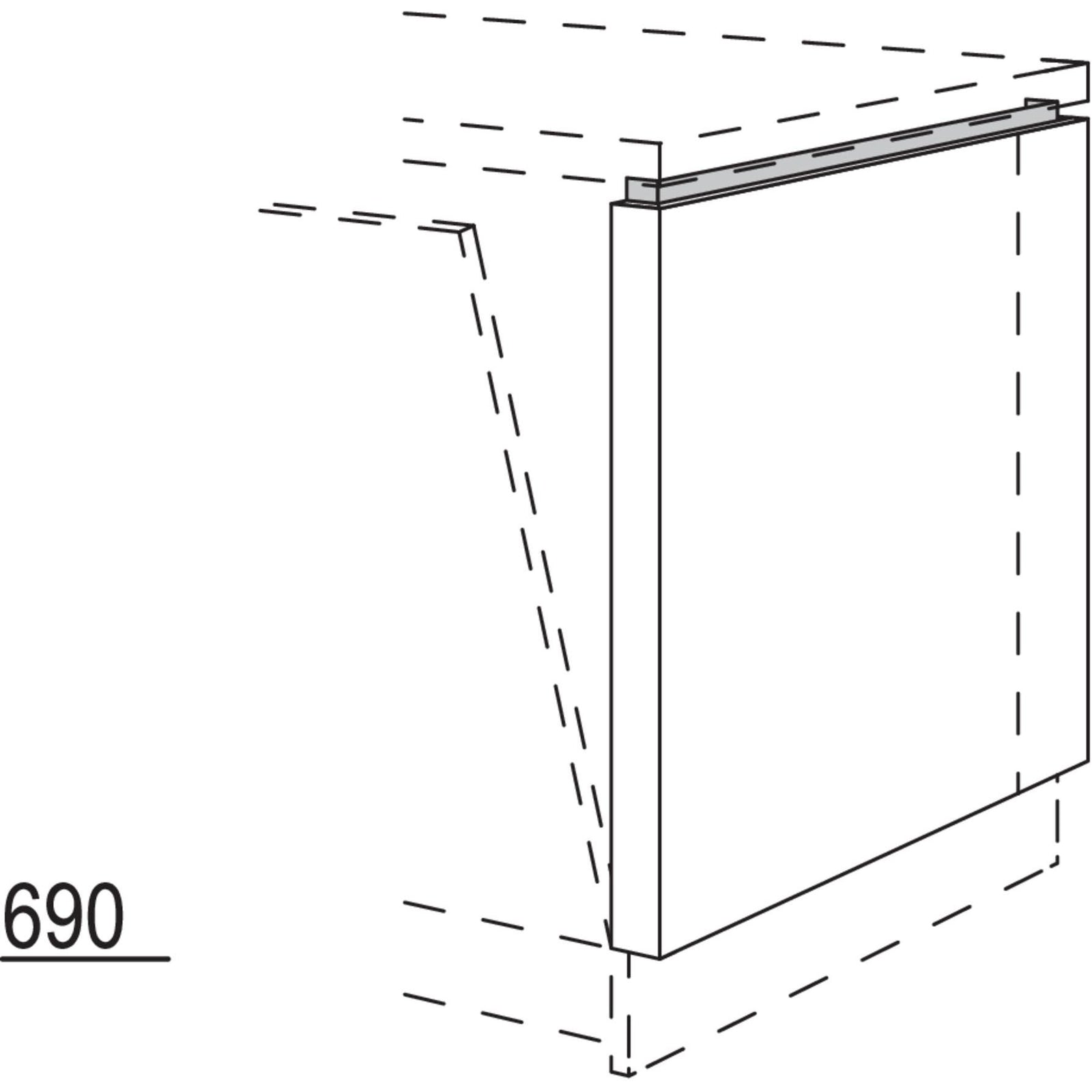 Nobilia Frontwange fuer Raumplanungen mit vollintegriertem Geschirrspueler am Zeilenende NUWFRG50-106 55956