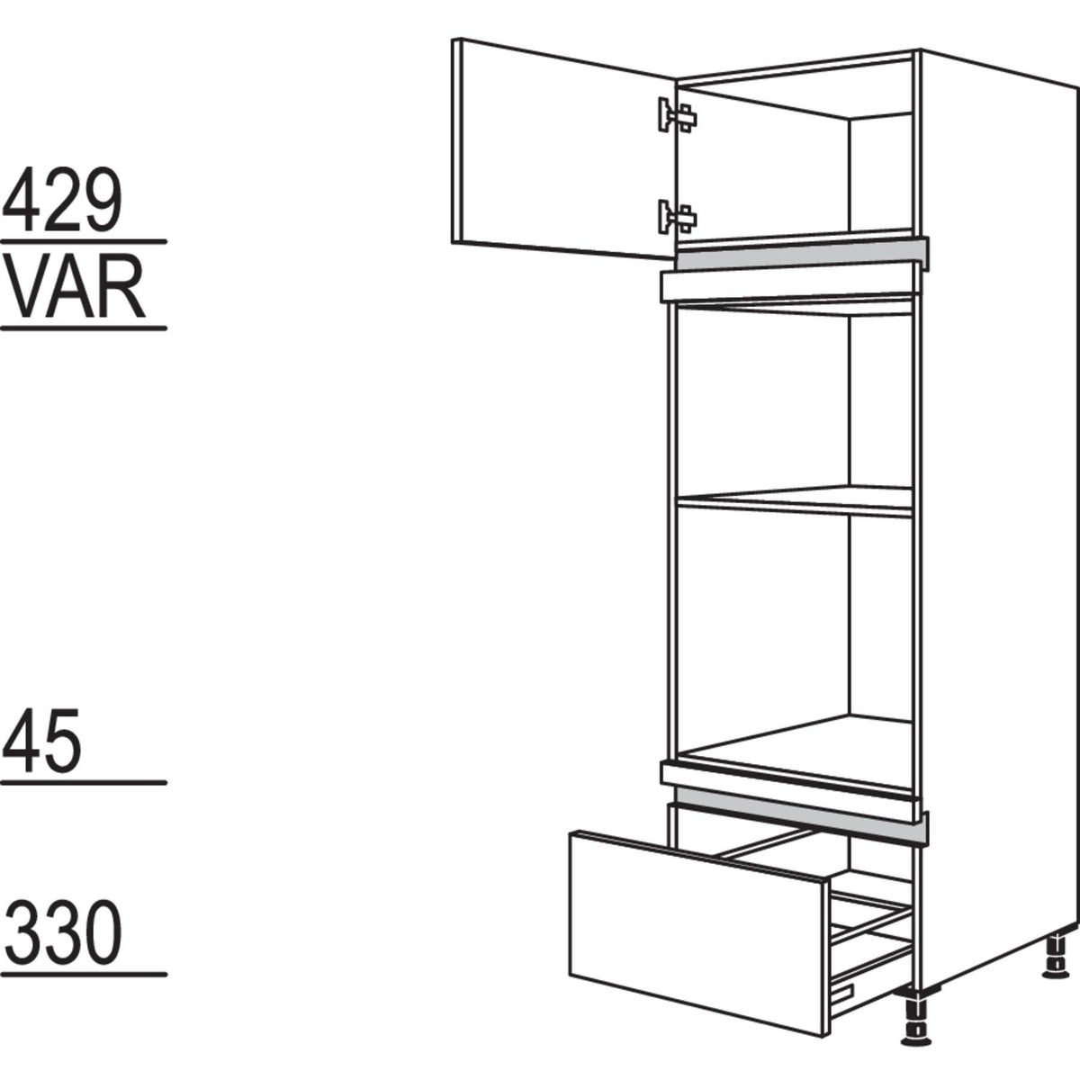 Nobilia Geraete-Umbau Backofen und Dampfgarer - Kompaktgeraet NGODKA-1 24554