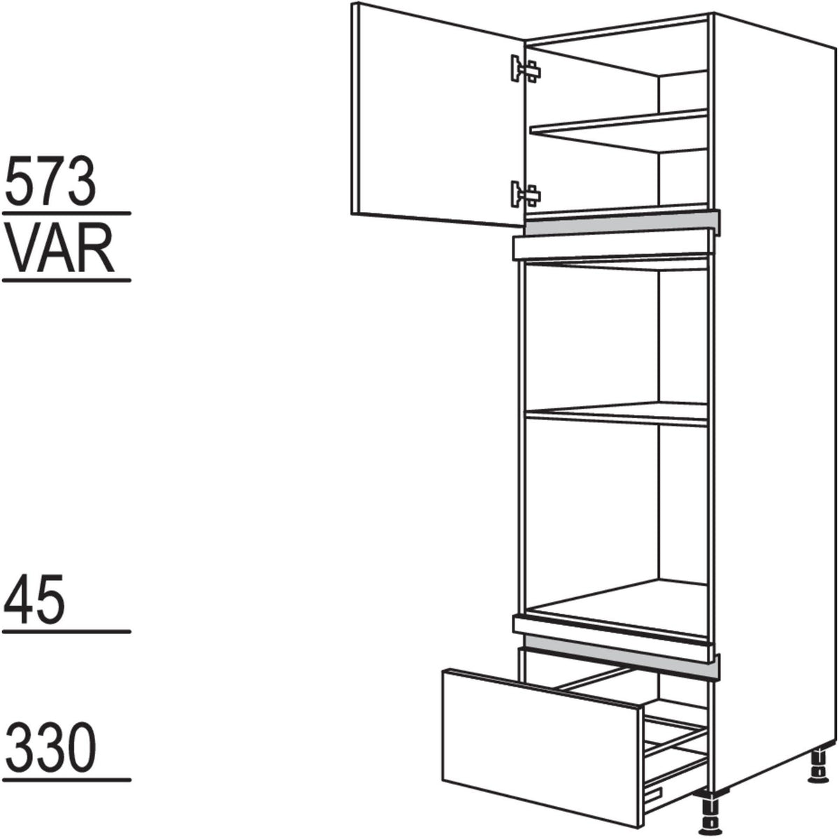 Nobilia Geräte-Umbau Backofen und Dampfgarer - Kompaktgerät NGODKA-3 45554