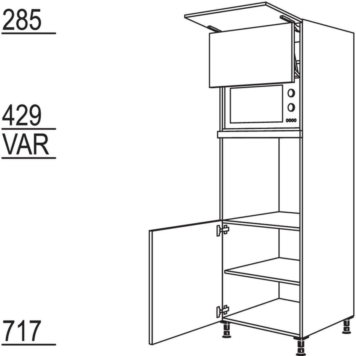 Nobilia Geräte-Umbau Backofen und Mikrowelle mit Lifttür GDLO-2 34534