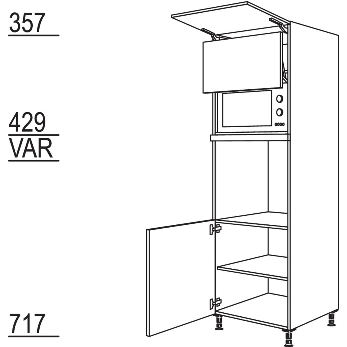 Nobilia Geräte-Umbau Backofen und Mikrowelle mit Lifttür GDLO-3 44534