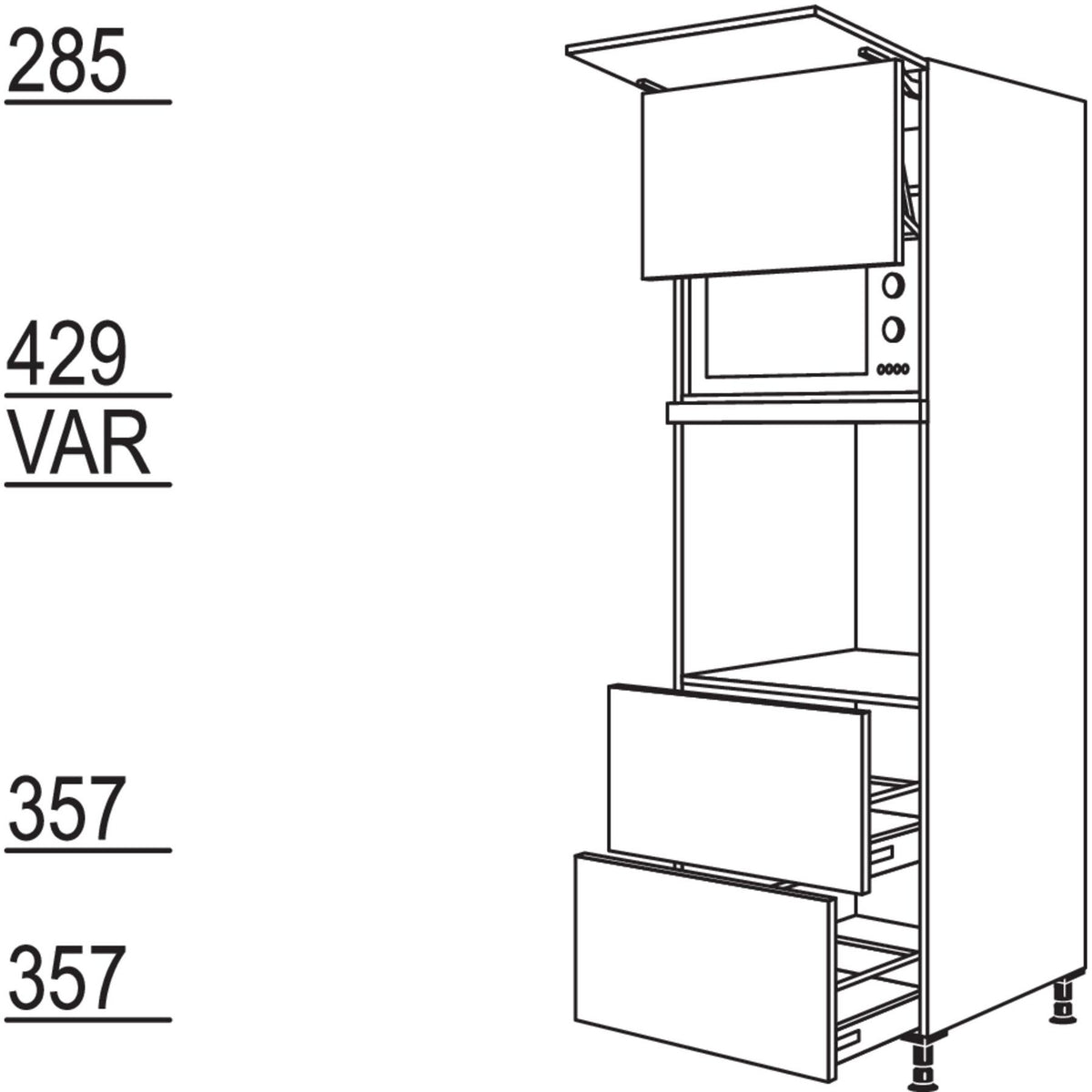 Nobilia Geraete-Umbau Backofen und Mikrowelle mit Lifttuer GDLO2A-2 34535