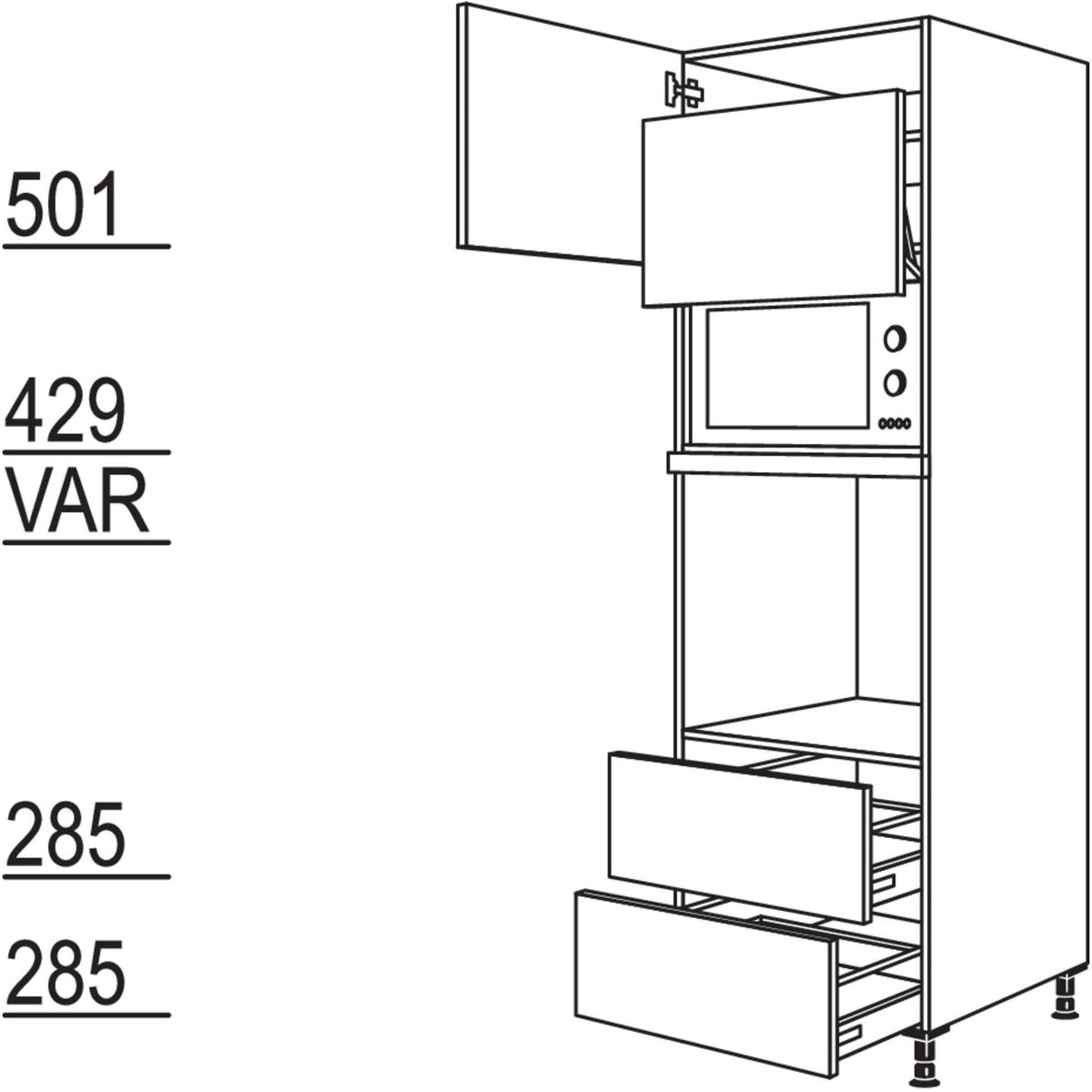 Nobilia Geraete-Umbau Backofen und Mikrowelle mit Lifttuer GLO2A-3 43511