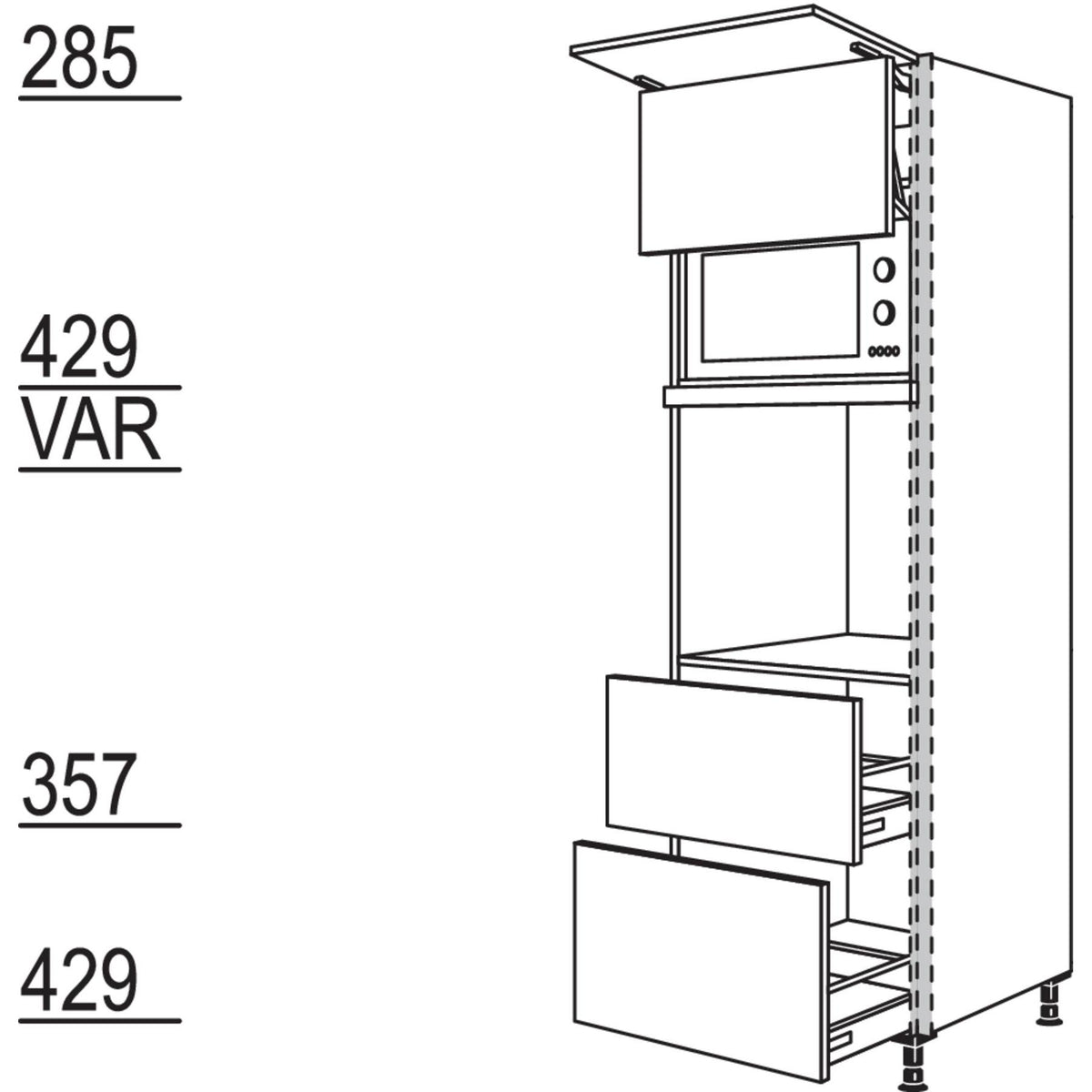 Nobilia Geräte-Umbau Backofen und Mikrowelle mit Lifttür NGSLO2A-2X 45926