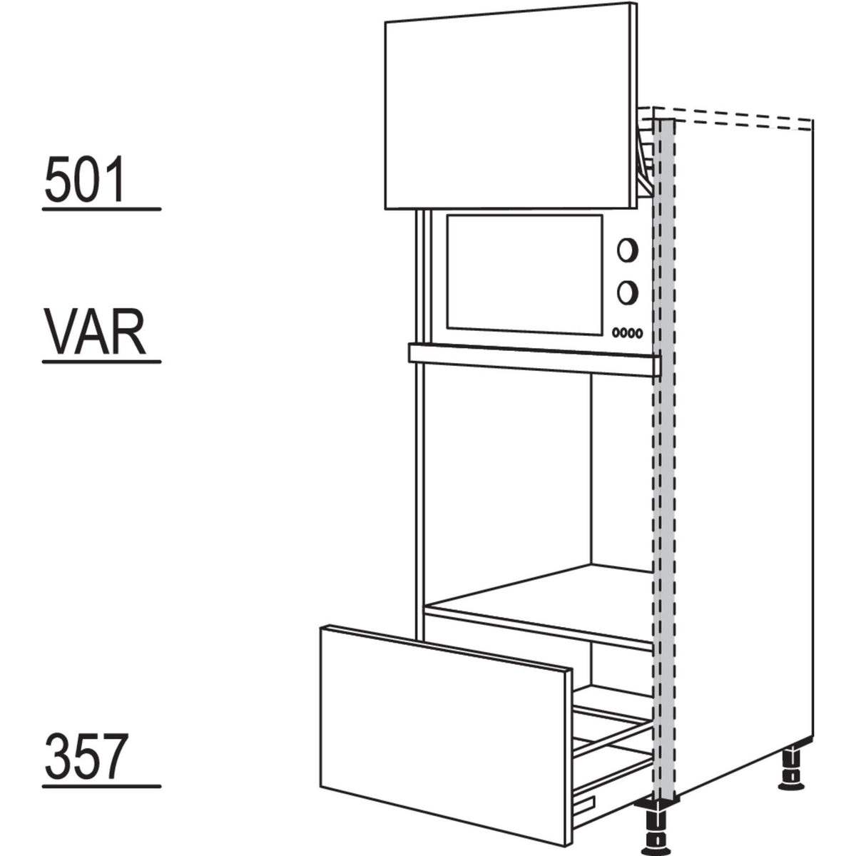 Nobilia Geraete-Umbau Backofen und Mikrowelle mit Lifttuer NGSLOA 56449