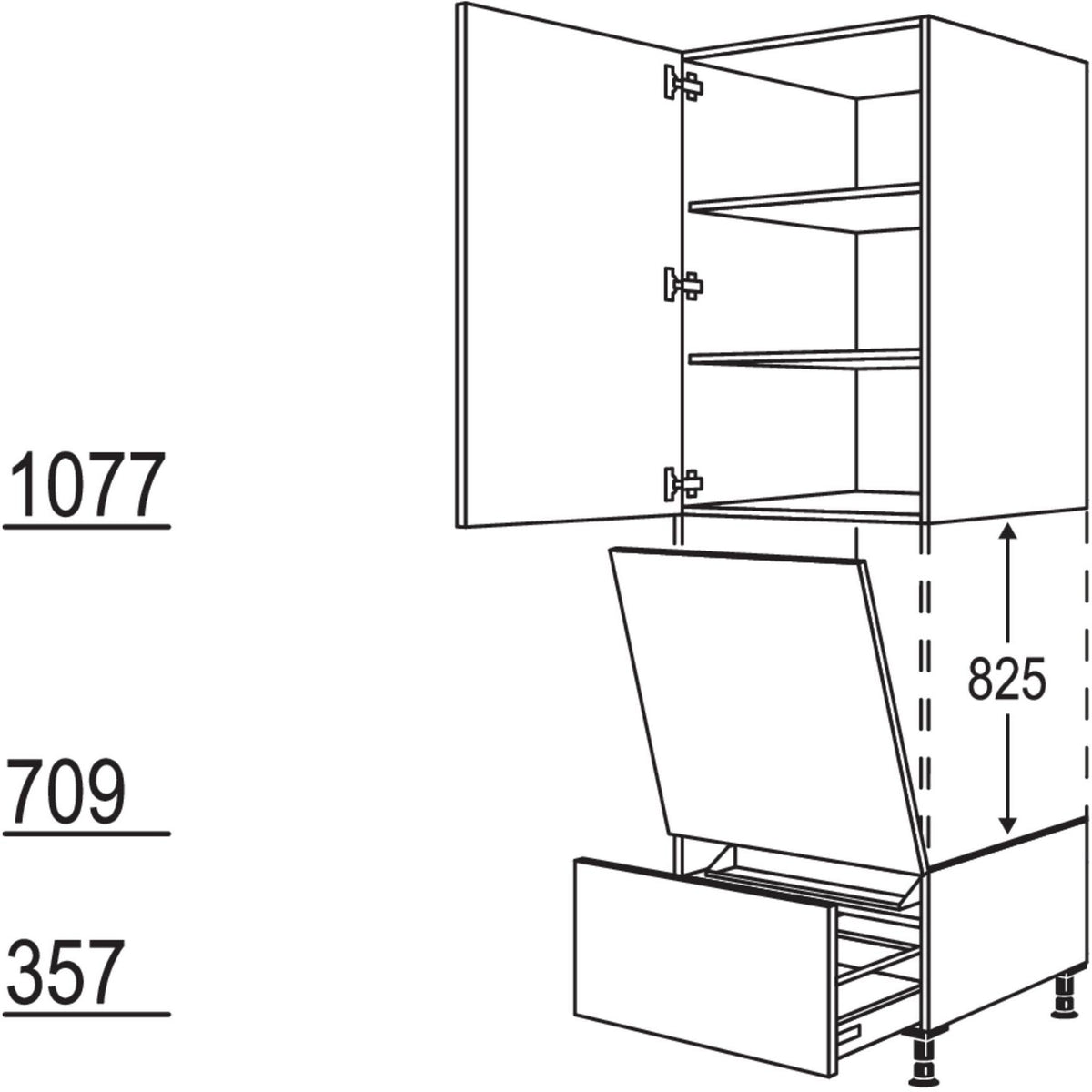 Nobilia Geräte-Umbau Geschirrspüler geeignet für Nischenhöhe- 825 mm - Gerätehöhe 805 - 820 mm GDGSP45-3 43617
