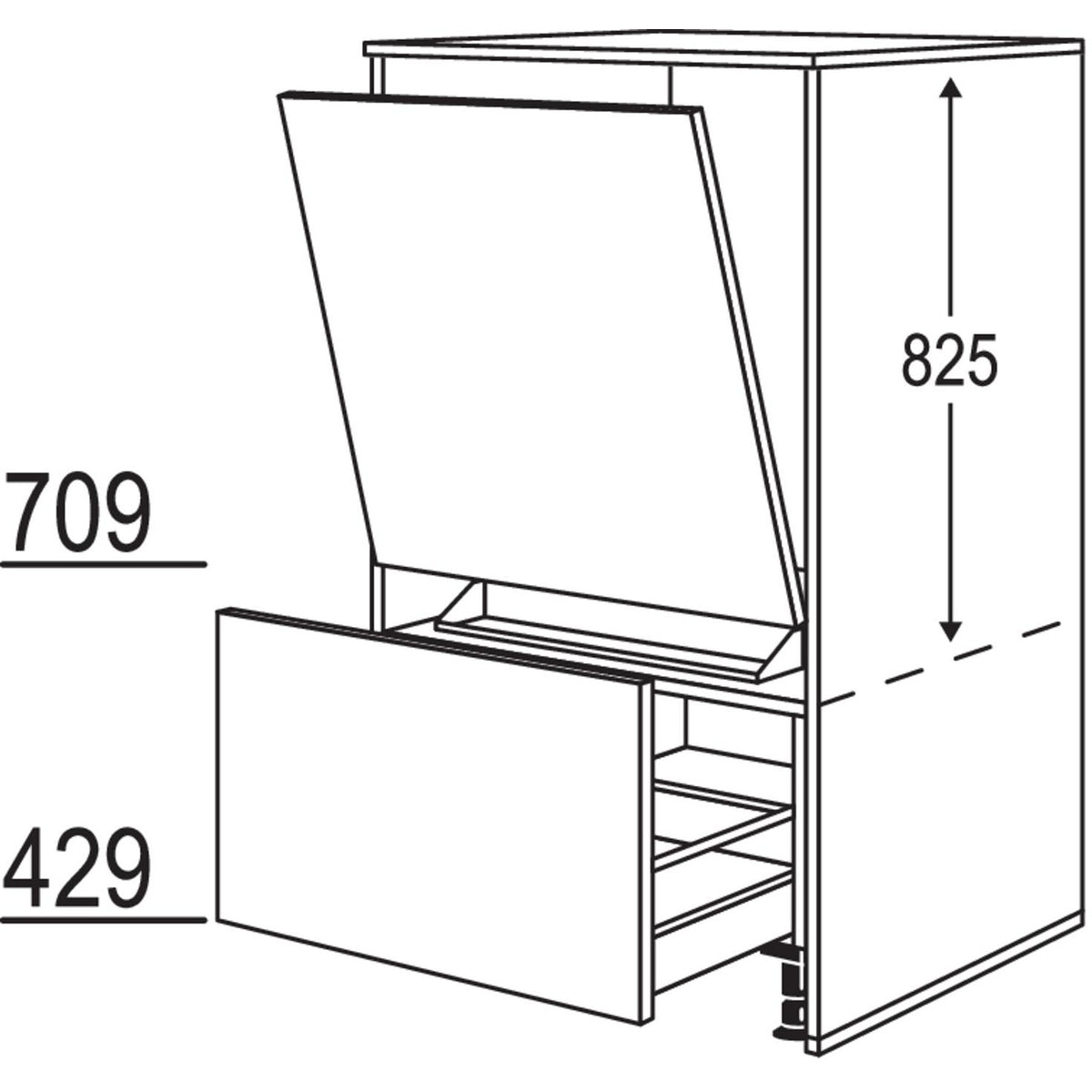 nobilia Geraete-Umbau Geschirrspueler in 450 - 600 mm Breite mit Wangen- 16 mm stark GMGSW1663 16543