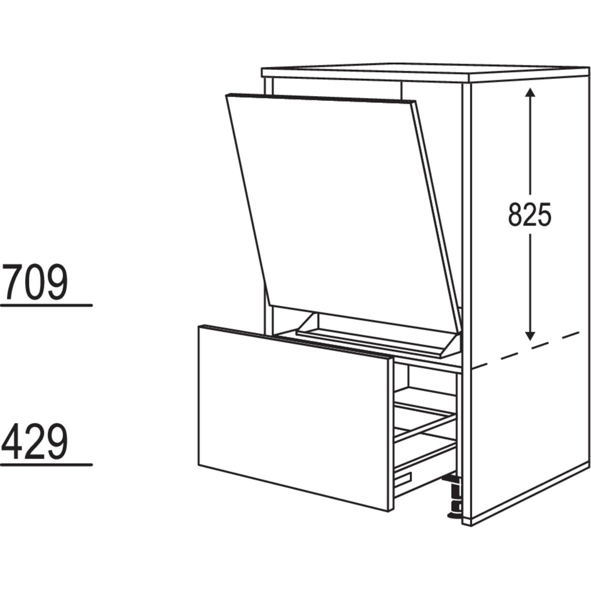 Nobilia Geraete-Umbau Geschirrspueler in 450 - 600 mm Breite mit Wangen- 25 mm stark GMGSW2565 25543