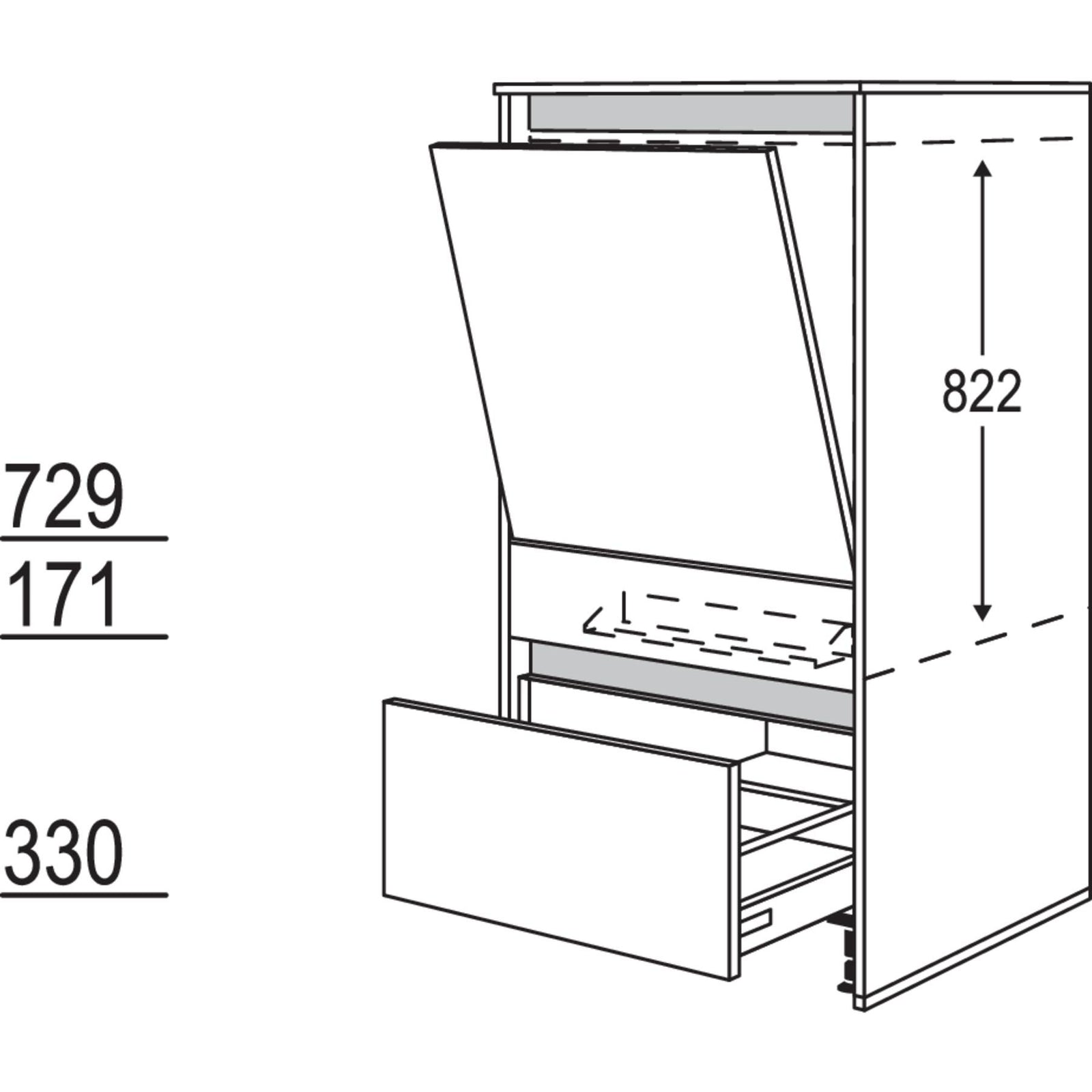 nobilia transformation d'appareil lave-vaisselle en 600 mm de largeur avec joues, 16 mm d'épaisseur NGGSW1663 63,2 cm