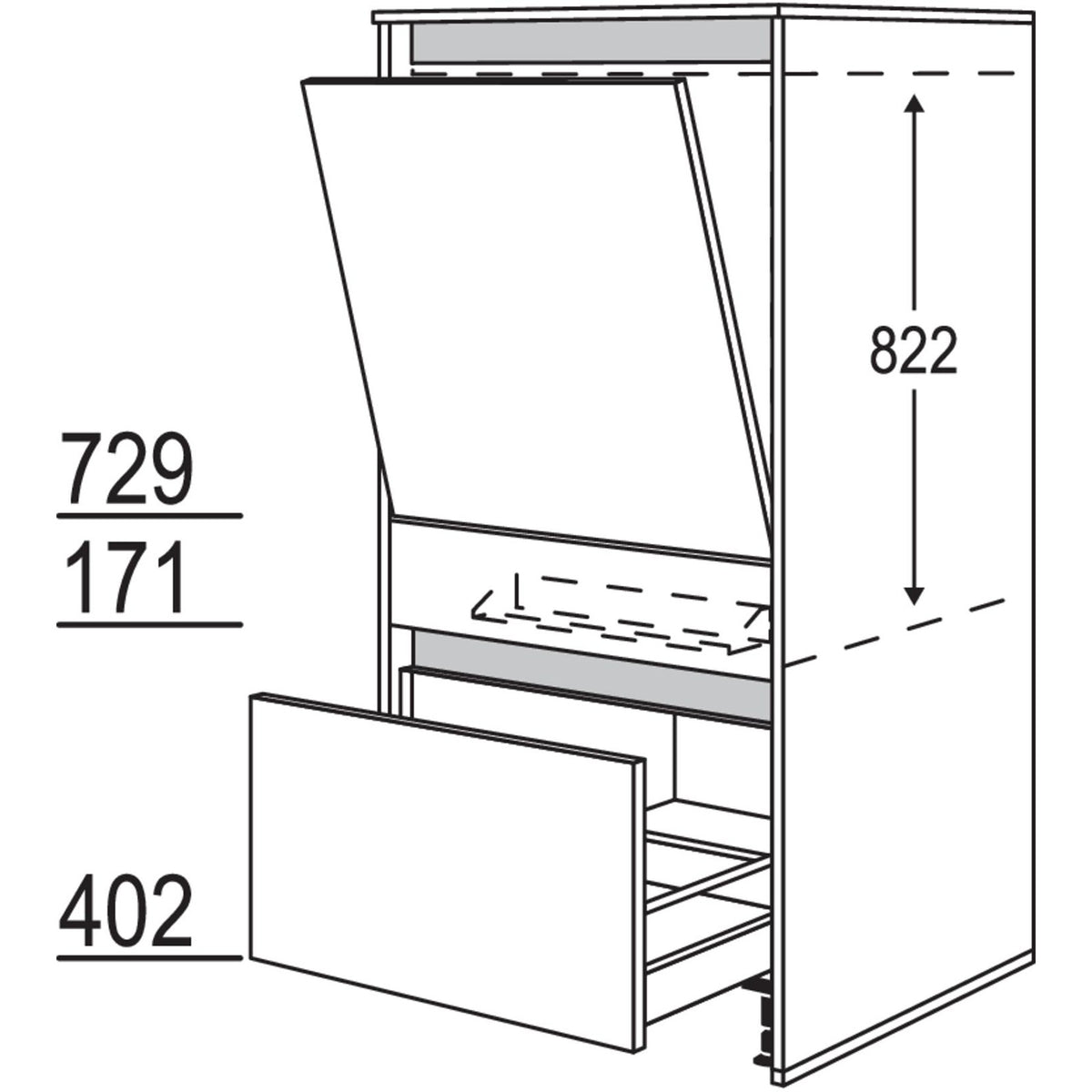 nobilia Geraete-Umbau Geschirrspueler in 600 mm Breite mit Wangen- 16 mm stark NGGSW1663-X 16599