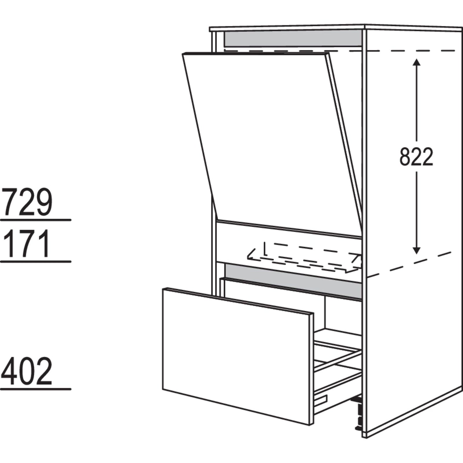 nobilia Conversión de electrodomésticos Lavavajillas de 600 mm de ancho con laterales, 16 mm de grosor NGGSW1663-X 63,2 cm