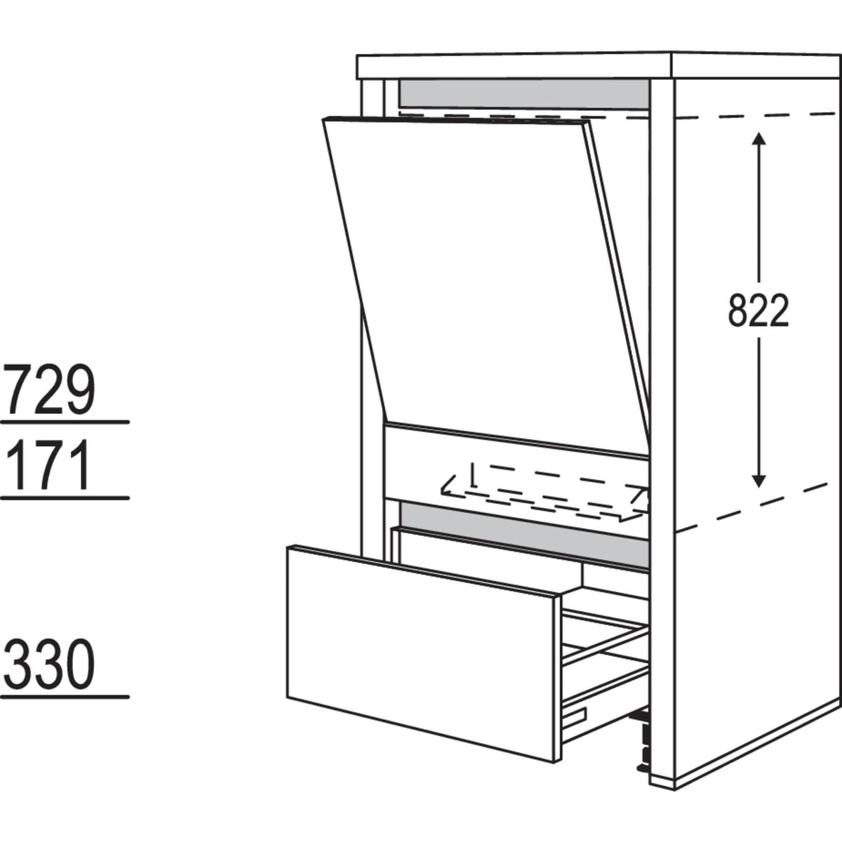 Nobilia Geräte-Umbau Geschirrspüler in 600 mm Breite mit Wangen- 50 mm stark NGGSW5070 50568