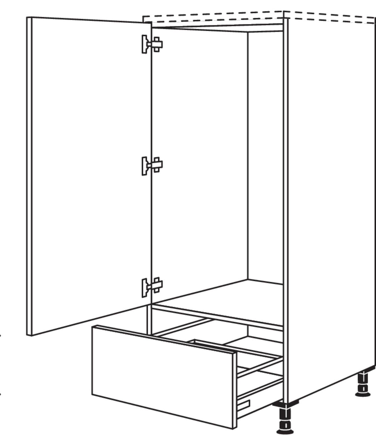 nobilia elements Highboard für Külschrank G123S Geräte-Umbau Kühl-Gefrierkombi 1 Schubkasten 60cm