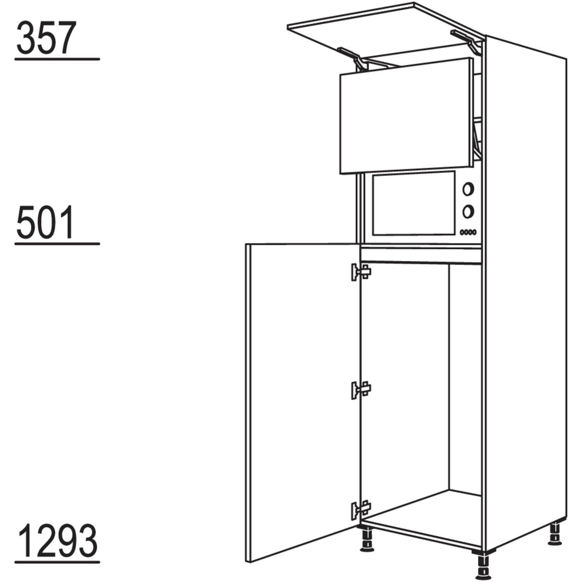 Nobilia Geräte-Umbau Kühlautomat und Mikrowelle mit Lifttür G123L-3 44662