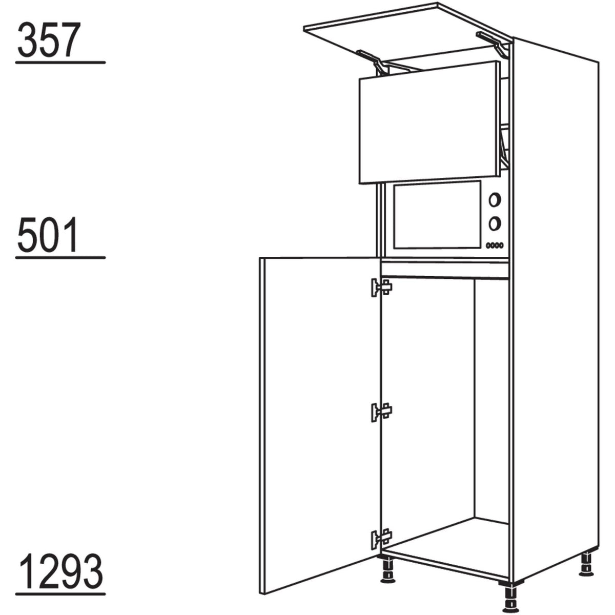 Nobilia Geraete-Umbau Kuehlautomat und Mikrowelle mit Lifttuer G123L-3 44662