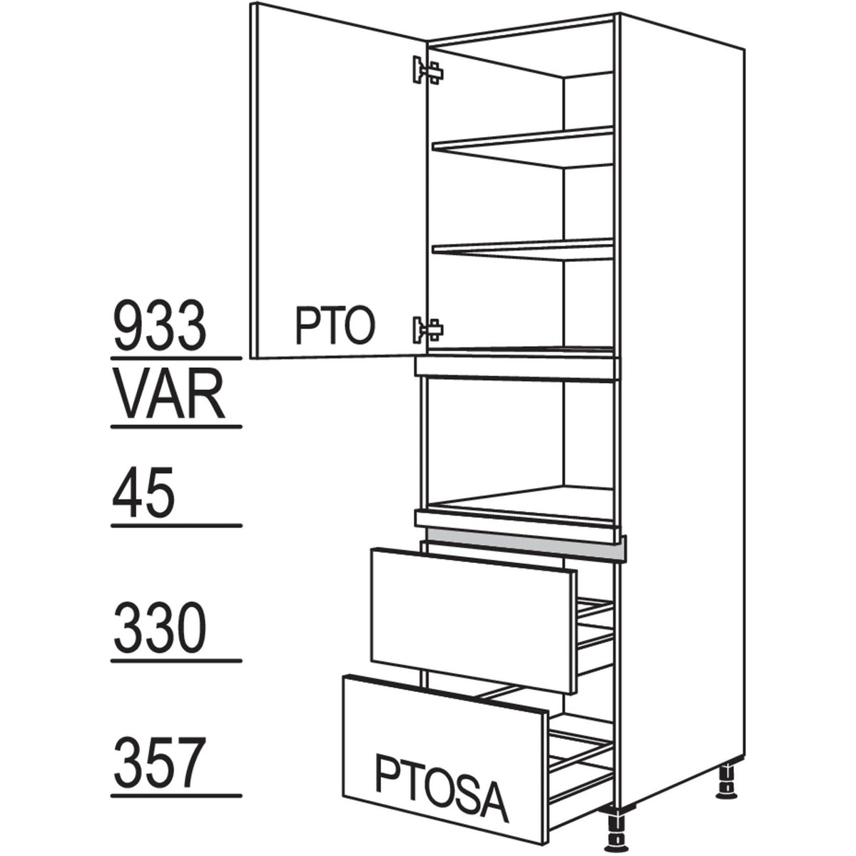 nobilia Geraete-Umbau Mikrowelle LGM2A-3 45548
