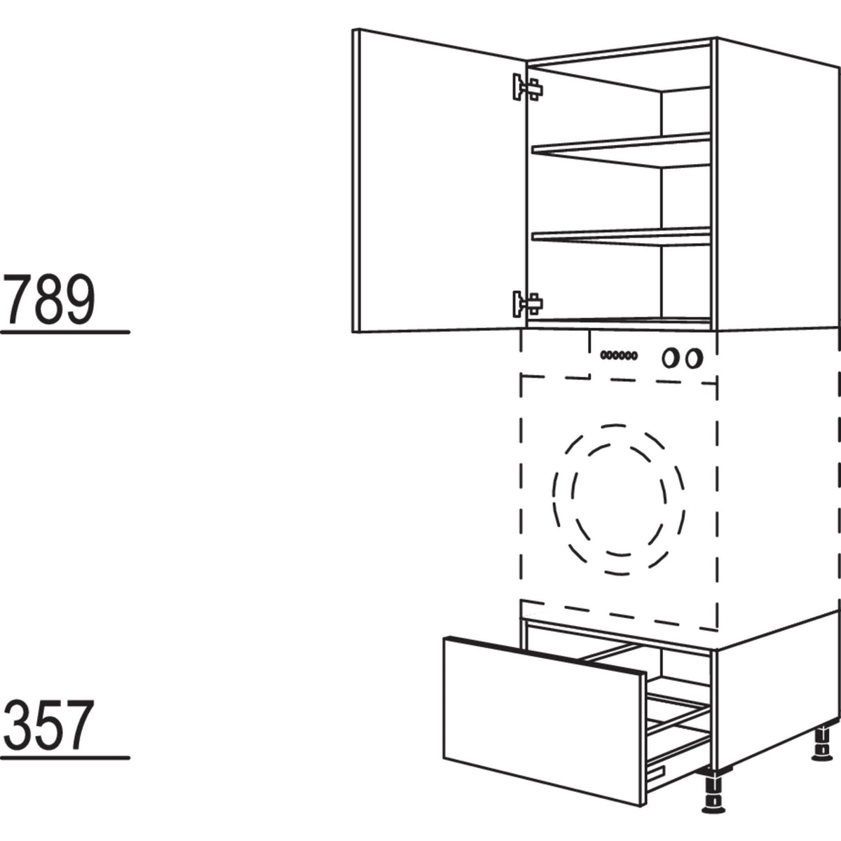 Nobilia Geraete-Umbau Waschmaschine - Waeschetrockner GDWST60-1 24619