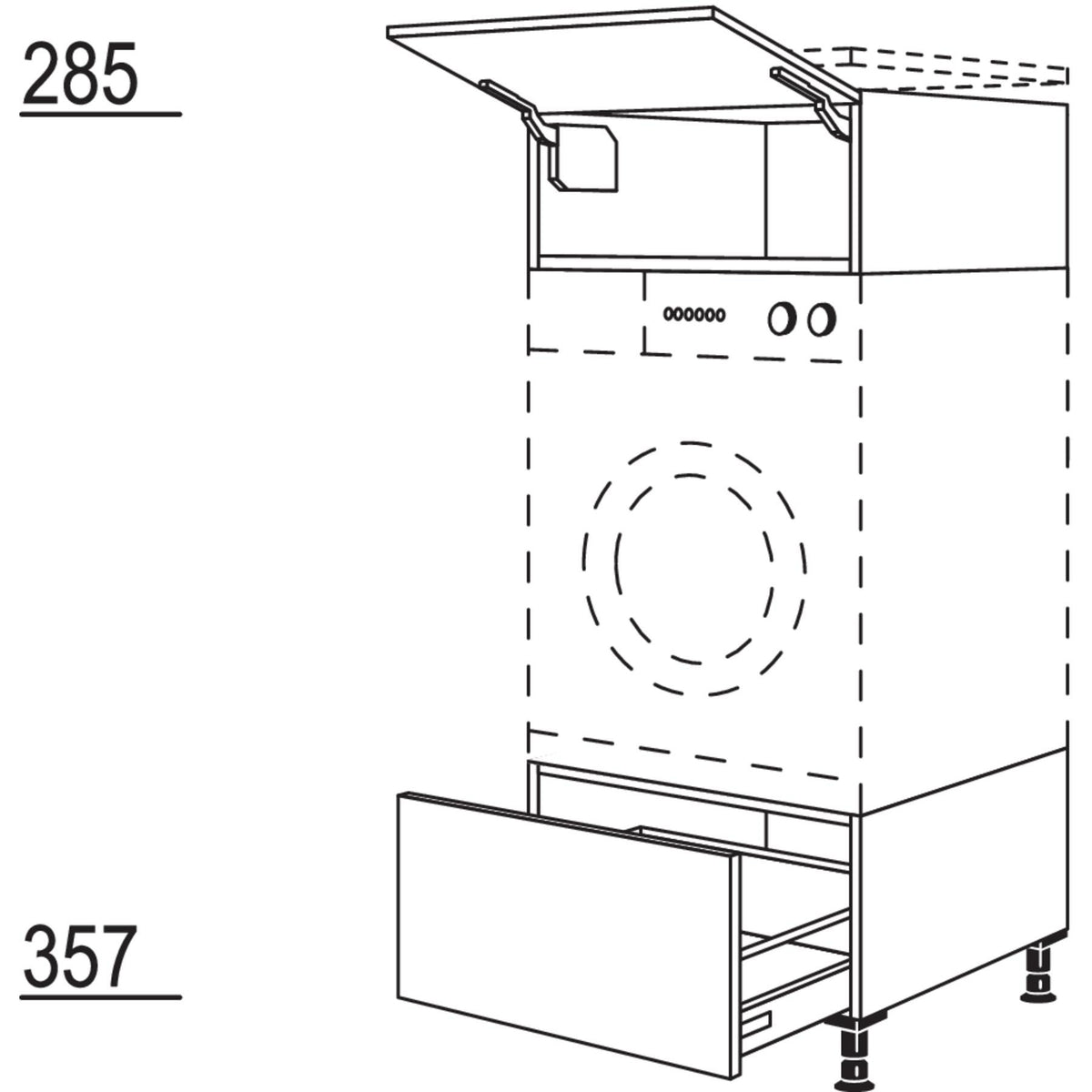 Nobilia Geraete-Umbau Waschmaschine - Waeschetrockner GDWST60 21557