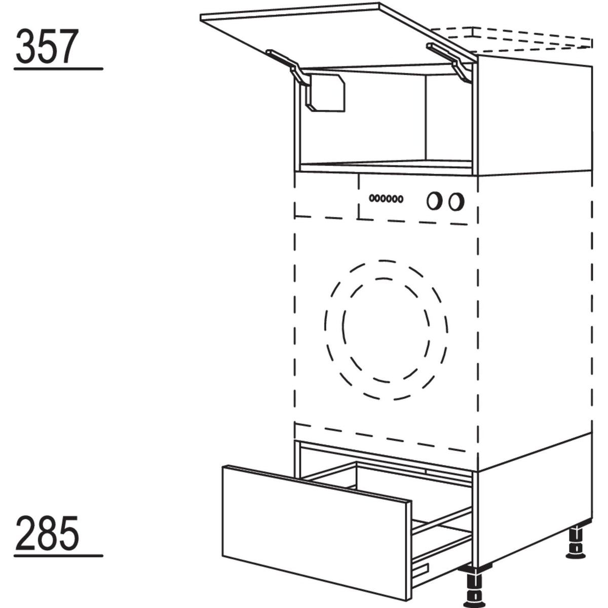 Nobilia Geraete-Umbau Waschmaschine - Waeschetrockner GWST60 20552