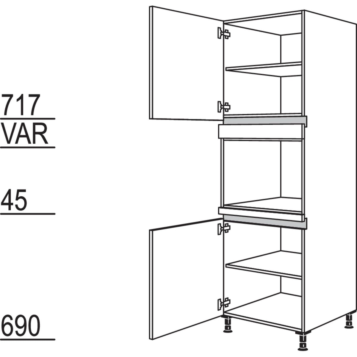Nobilia Geräte-Umbau für Dampfgarer - Kompaktgerät NGDK-2 35555