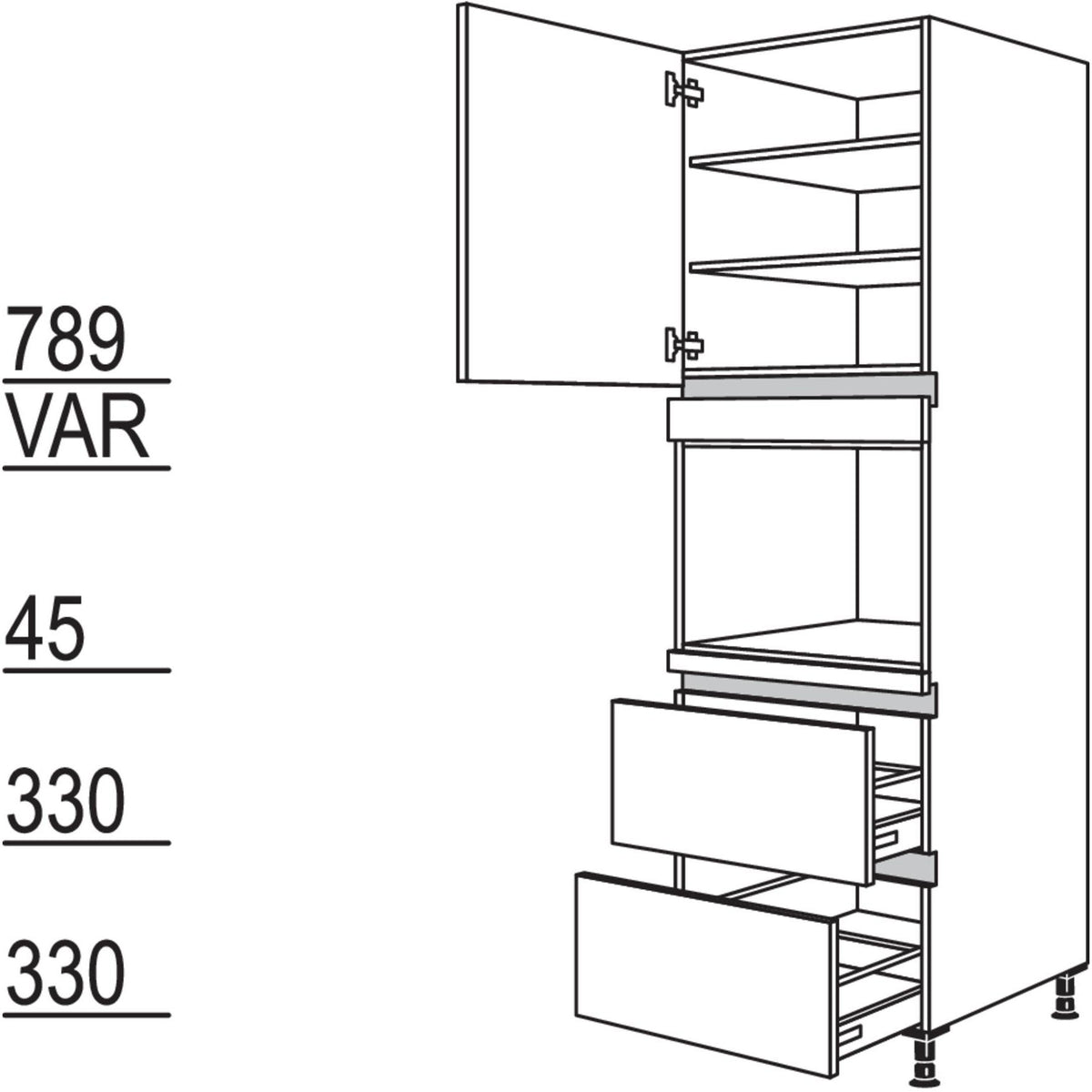 Nobilia Geräte-Umbau für Dampfgarer - Kompaktgerät NGDK2A-3 45559