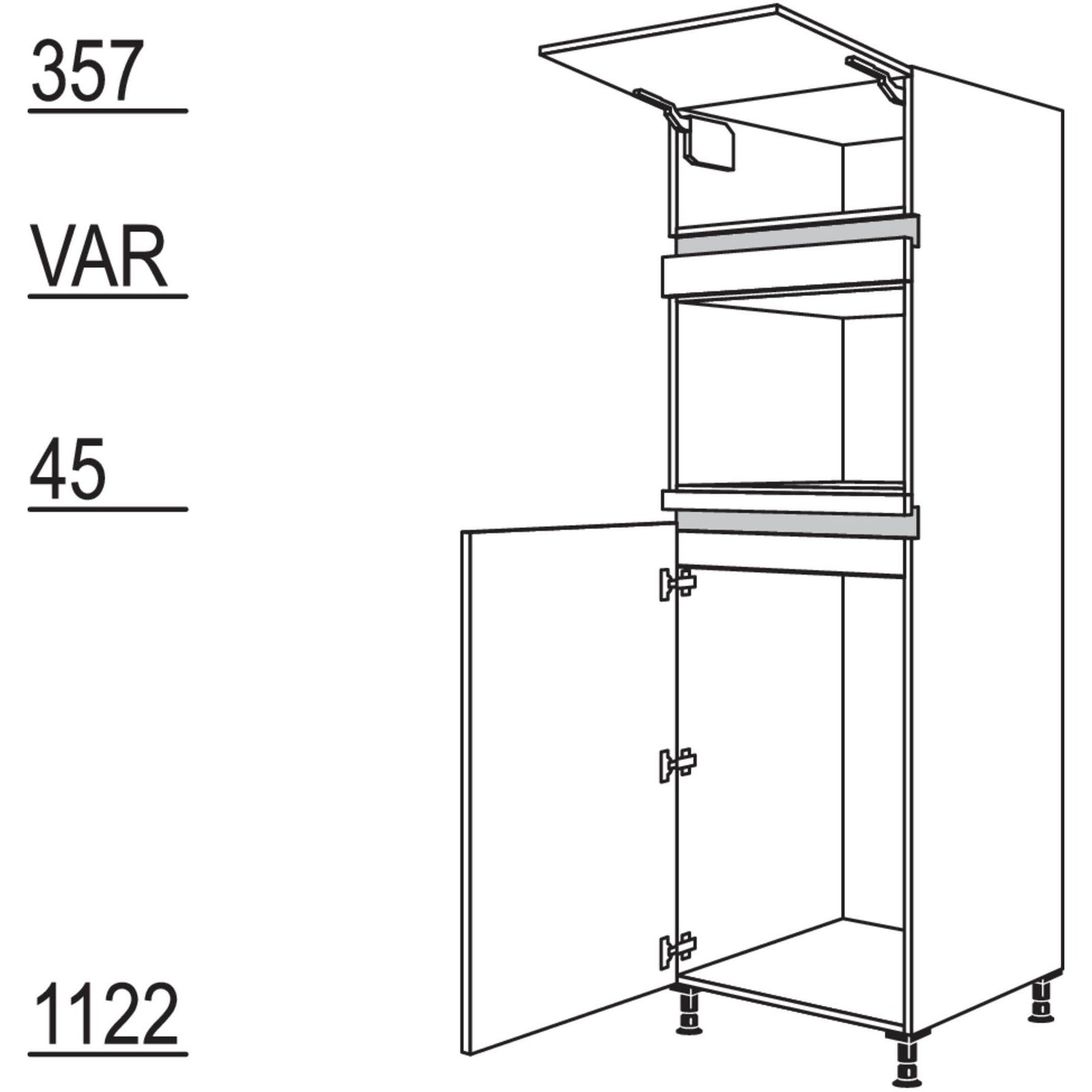 Nobilia Geraete-Umbau fuer Kuehlautomat und Dampfgarer - Kompaktgeraet NG103DK-3 47686