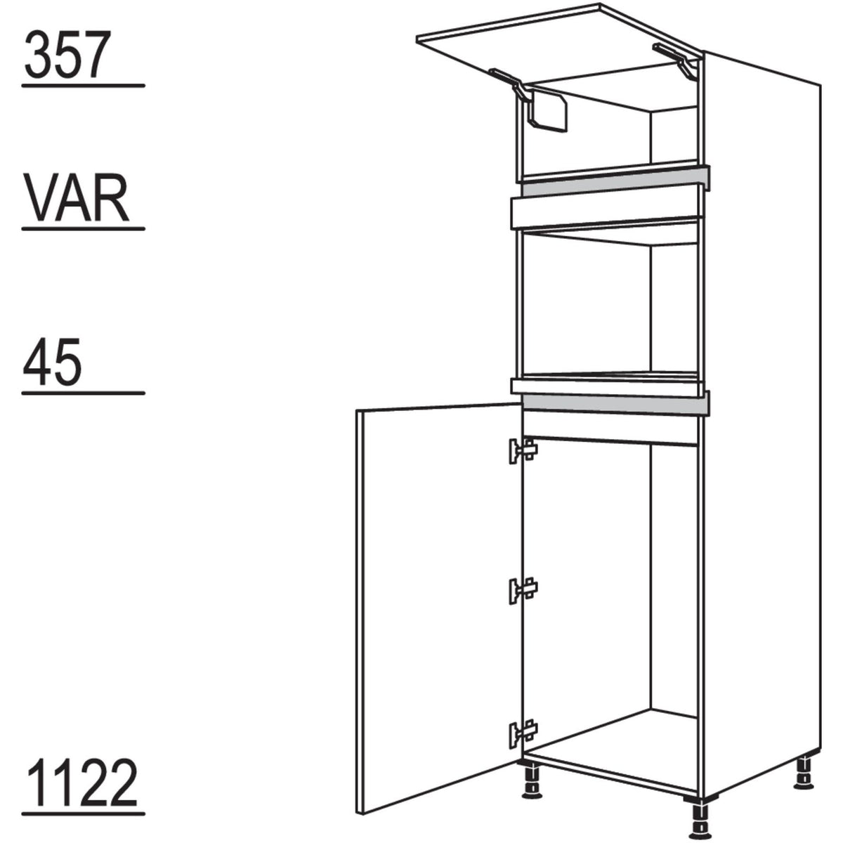 Nobilia Geraete-Umbau fuer Kuehlautomat und Dampfgarer - Kompaktgeraet NG103DK-3 47686