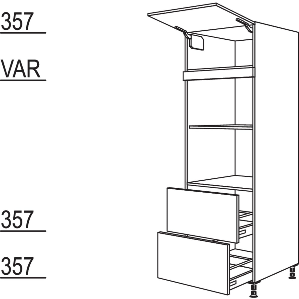 Nobilia Geraete-Umbau fuer Mikrowelle und Dampfgarer - Kompaktgeraet GDMDK2A-1 25518