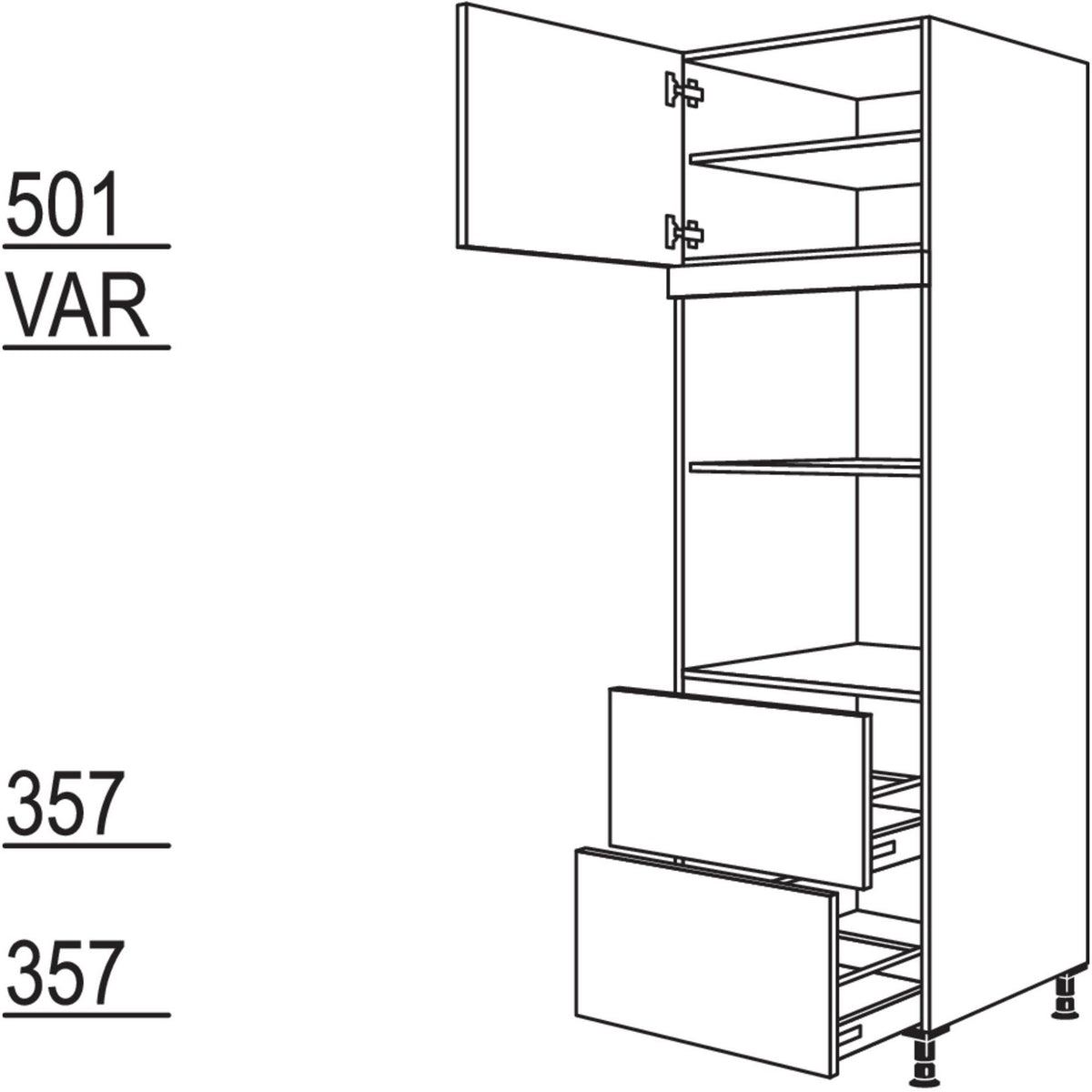 Nobilia Geräte-Umbau für Mikrowelle und Dampfgarer - Kompaktgerät GDMDK2A-3 43518