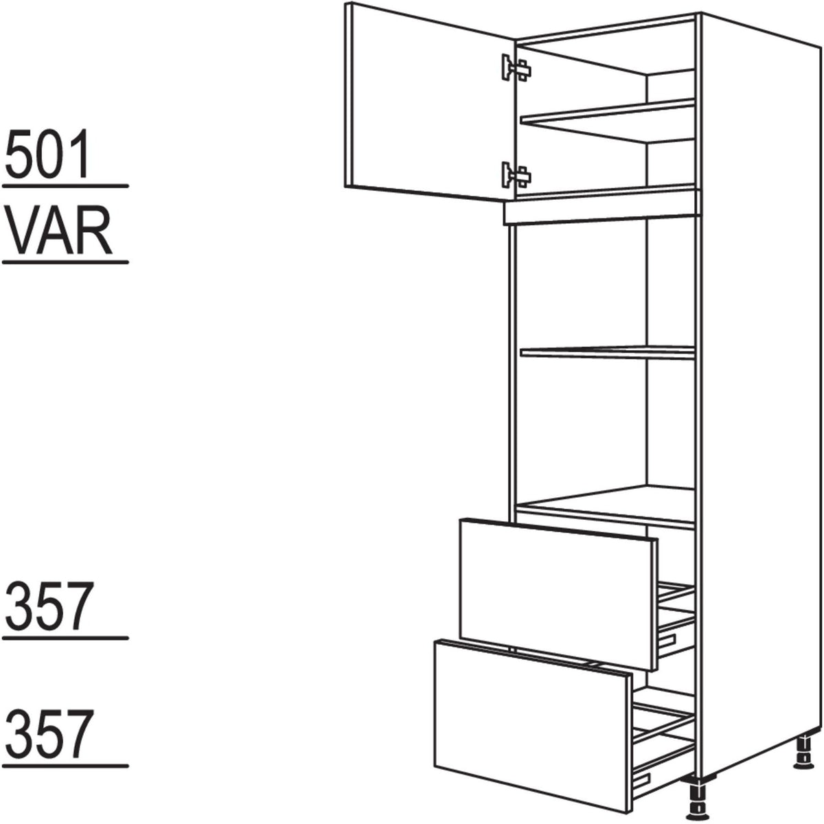 Nobilia Geraete-Umbau fuer Mikrowelle und Dampfgarer - Kompaktgeraet GDMDK2A-3 43518
