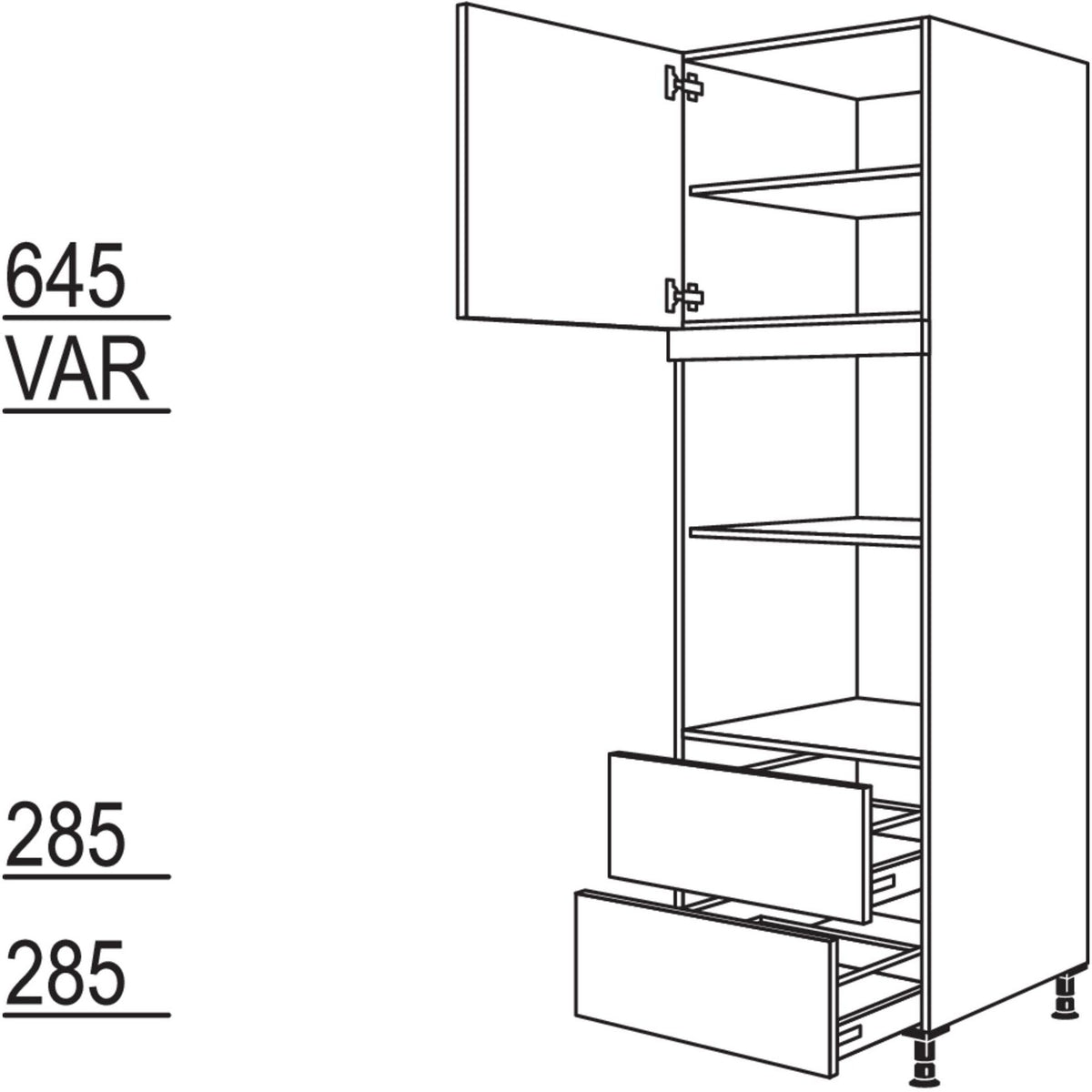 Nobilia Geraete-Umbau fuer Mikrowelle und Dampfgarer - Kompaktgeraet GMDK2A-3 43514