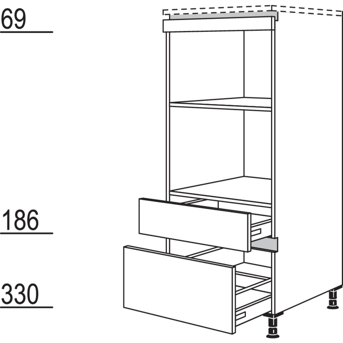 Nobilia Geraete-Umbau fuer Mikrowelle und Dampfgarer - Kompaktgeraet NGMDKS 45350