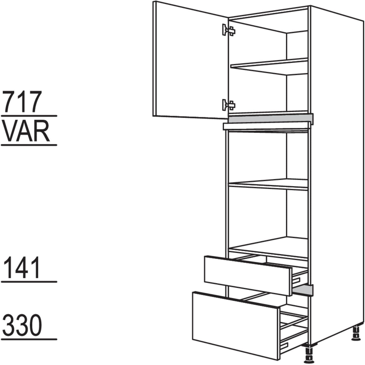 Nobilia Geräte-Umbau für Mikrowelle und Dampfgarer - Kompaktgerät NGMDKSA-3 45556