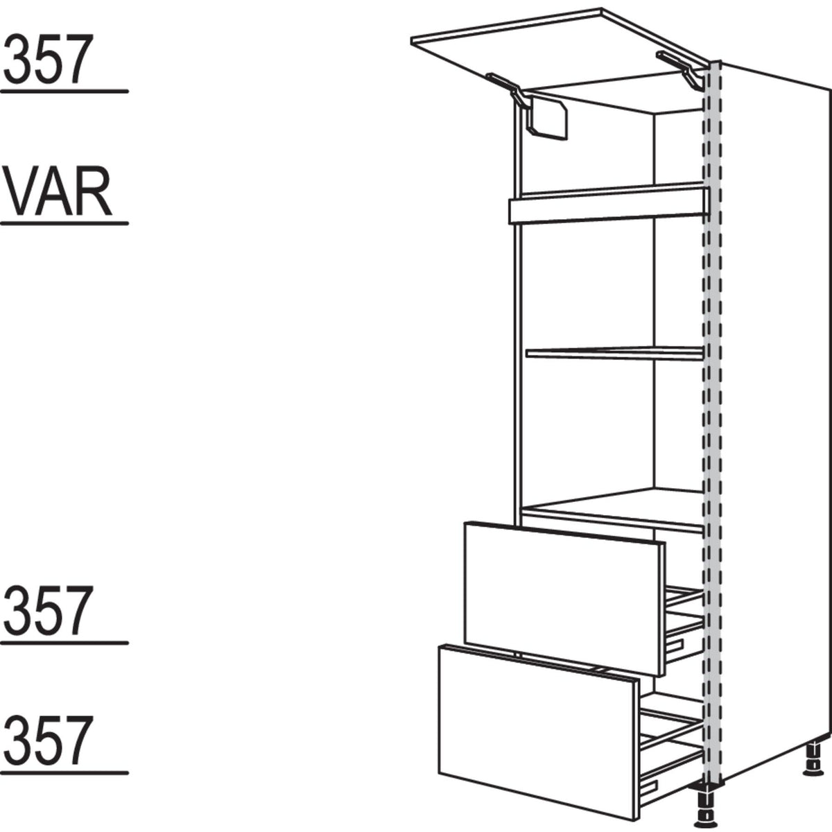 Nobilia Geraete-Umbau fuer Mikrowelle und Dampfgarer - Kompaktgeraet NGSMDK2A-1 23593