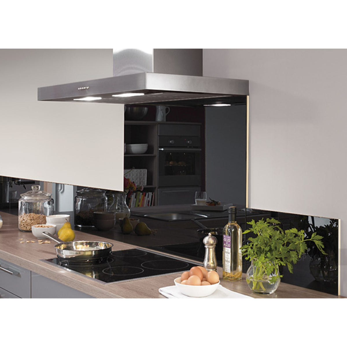 Nobilia Glas-Nischenwandverkleidung- rückseitig lackiert- 695 mm hoch- für Nischenhöhe unter NVG60-44 2916