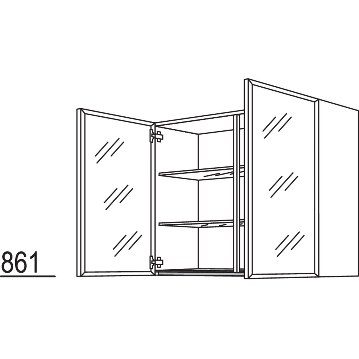 Nobilia Glas-Wandschrank Flat WF90-3 50489