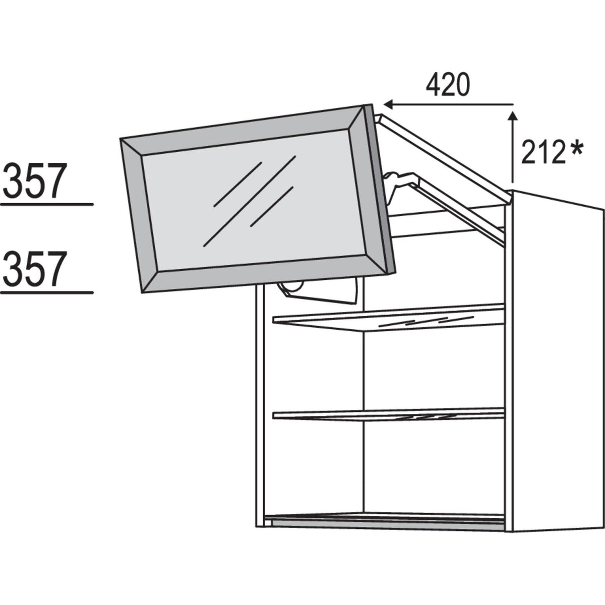 Nobilia Glas-Wandschrank Square mit Falt-Lifttuer WFLSQ60-1 31576