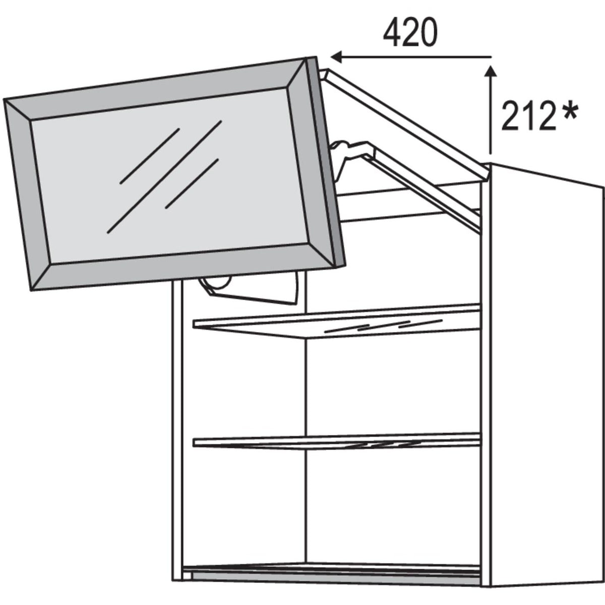 Nobilia Glas-Wandschrank Square mit Falt-Lifttuer WFLSQ90-1 31579