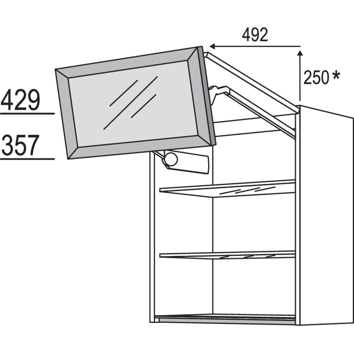Nobilia Glas-Wandschrank Square mit Falt-Lifttuer WFLSQ60-2 45576