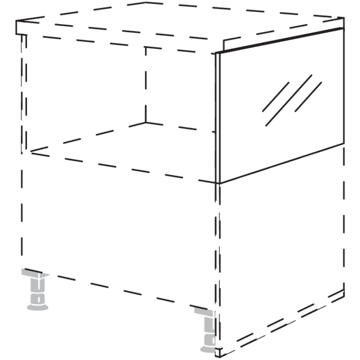 Nobilia Glaswange fuer Abschluss- planungen mit Unterschraenken in Sonderhoehe 432 mm UWG-42 6485
